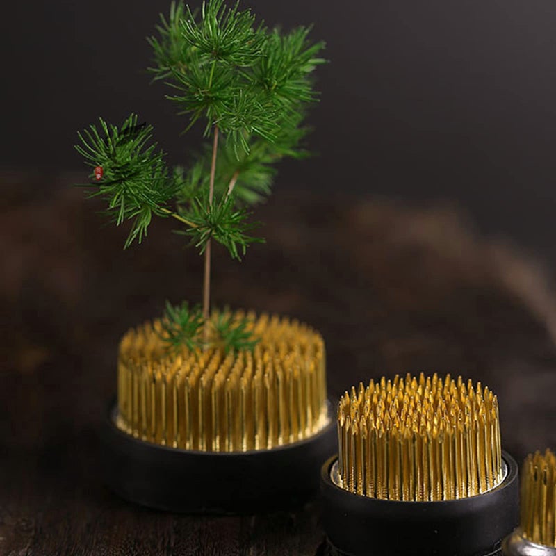 Tinsky Ikebana Stem Holder, 3 Pieces Flower Frog Kenzan Fixed Tools Flower Holder Floral Arrangement Pin for Flower Arrangement Vase, Fixation and Decoration (Gold, 0.91 Inch, 1.02 Inch, 2.36 Inch) - Image 3