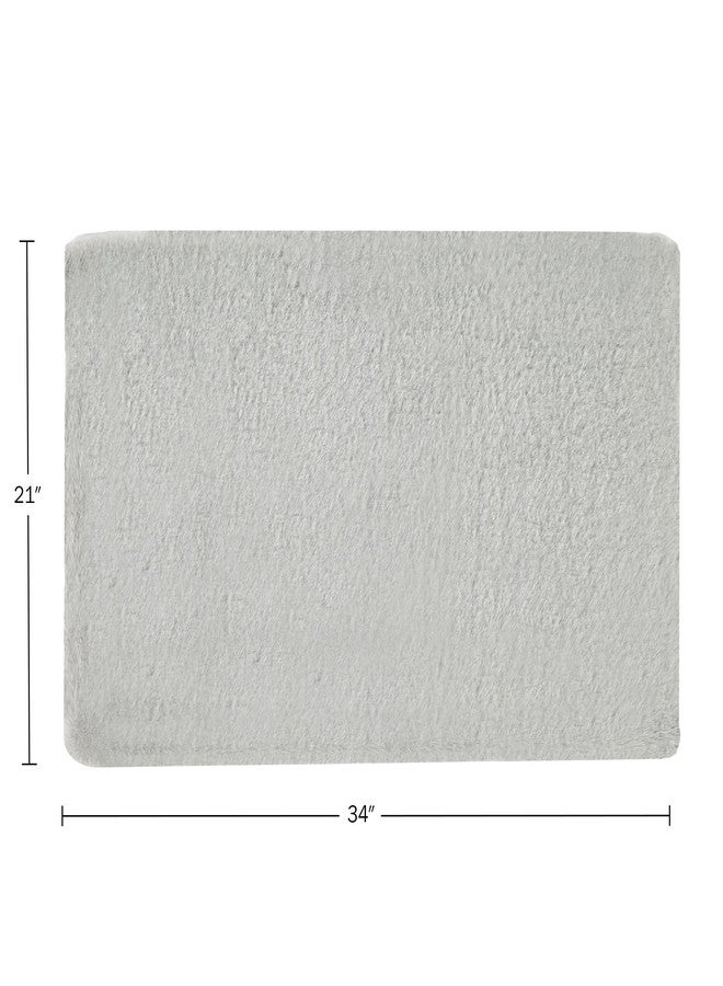 Home-Complete Faux Fur Bath Mat - 21x34-Inch Nonslip Jacquard Faux Fur Rug for Washable Rug Bathroom or Kitchen, Silver - Image 2