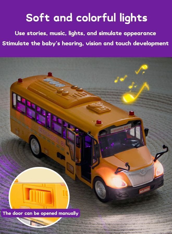 بايبي School Bus Toy,Yellow School Bus Toys Gift for Kids with Lights Sounds and Openable Doors,Car Model,Educational Toys for Children - Image 5