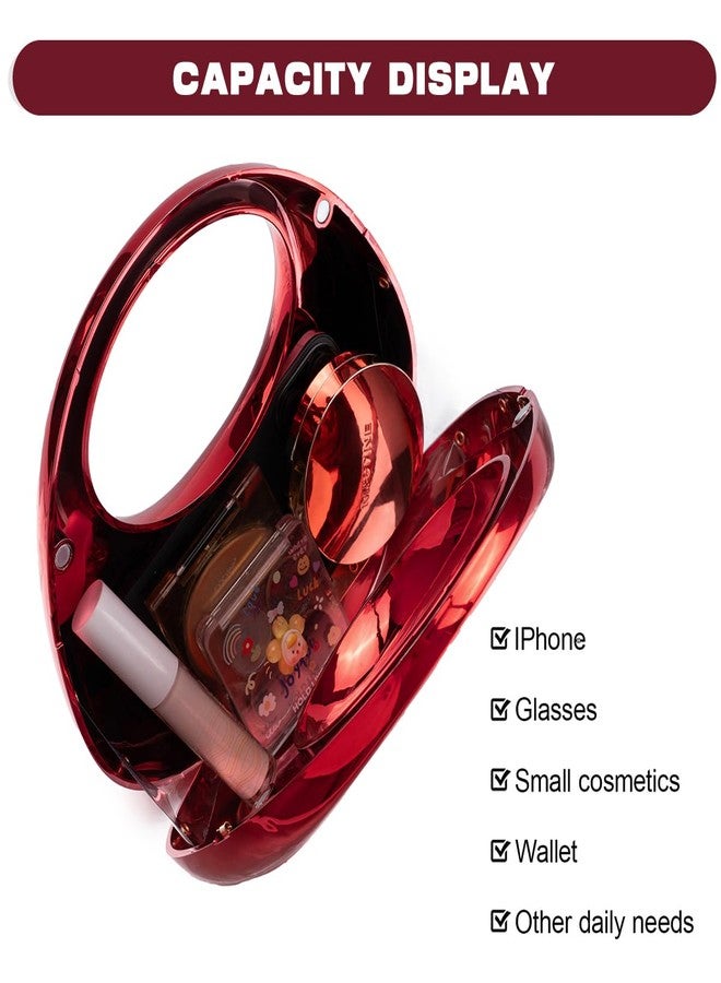 PHILOMENA Women Acrylic Clutch Purse Hobo Evening Bag Trendy Box Crossbody Bag Handbag for Wedding Party Causal (Red) - Image 3