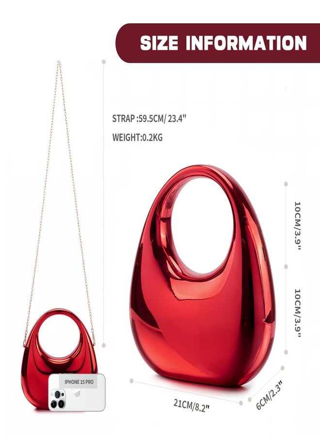 PHILOMENA Women Acrylic Clutch Purse Hobo Evening Bag Trendy Box Crossbody Bag Handbag for Wedding Party Causal (Red) - Image 2