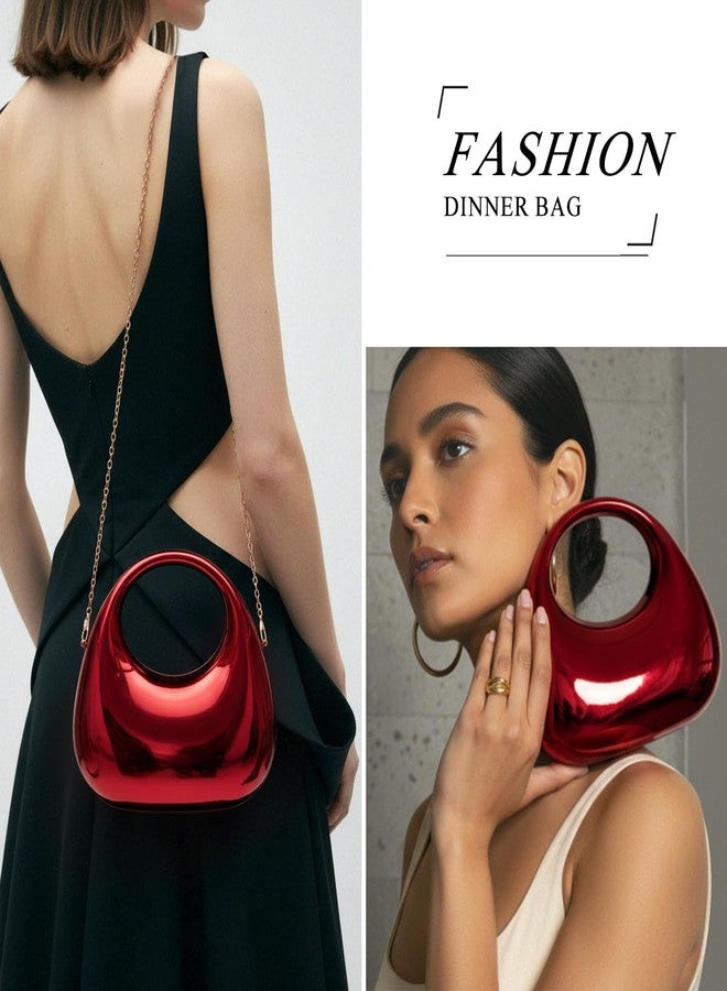 PHILOMENA Women Acrylic Clutch Purse Hobo Evening Bag Trendy Box Crossbody Bag Handbag for Wedding Party Causal (Red) - Image 4