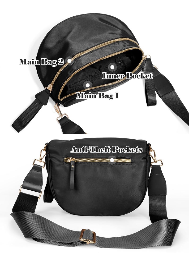 MEISEY Pure Colour Crossbody Bag Bum Bag for Women,Spacious Purse Fanny Packs Belt Bag,Oversized Bum Bag (Colour Bum Bag-Black) - Image 4