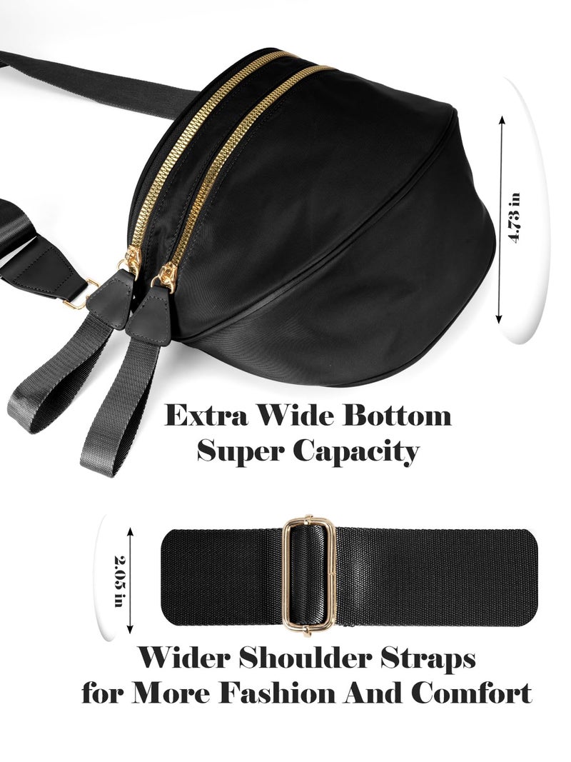 MEISEY Pure Colour Crossbody Bag Bum Bag for Women,Spacious Purse Fanny Packs Belt Bag,Oversized Bum Bag (Colour Bum Bag-Black) - Image 5