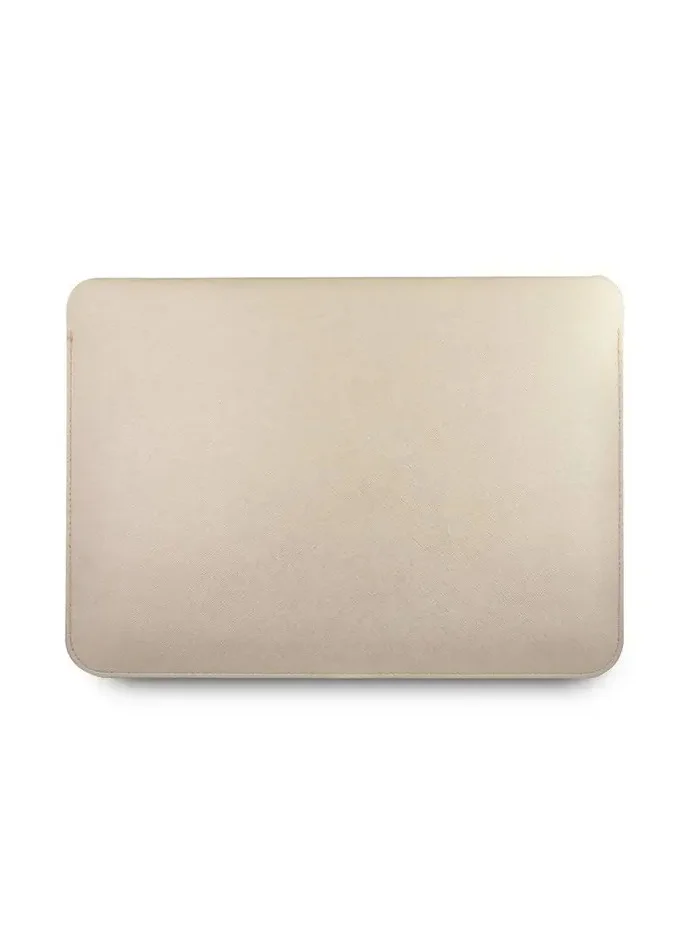GUESS PU Saffiano Script Computer Sleeve 13" Elegant Notebook Bag for MacBook / Portable Storage Bag Suitable for Outdoor / Business / Office / School / Officially Licensed - Gold