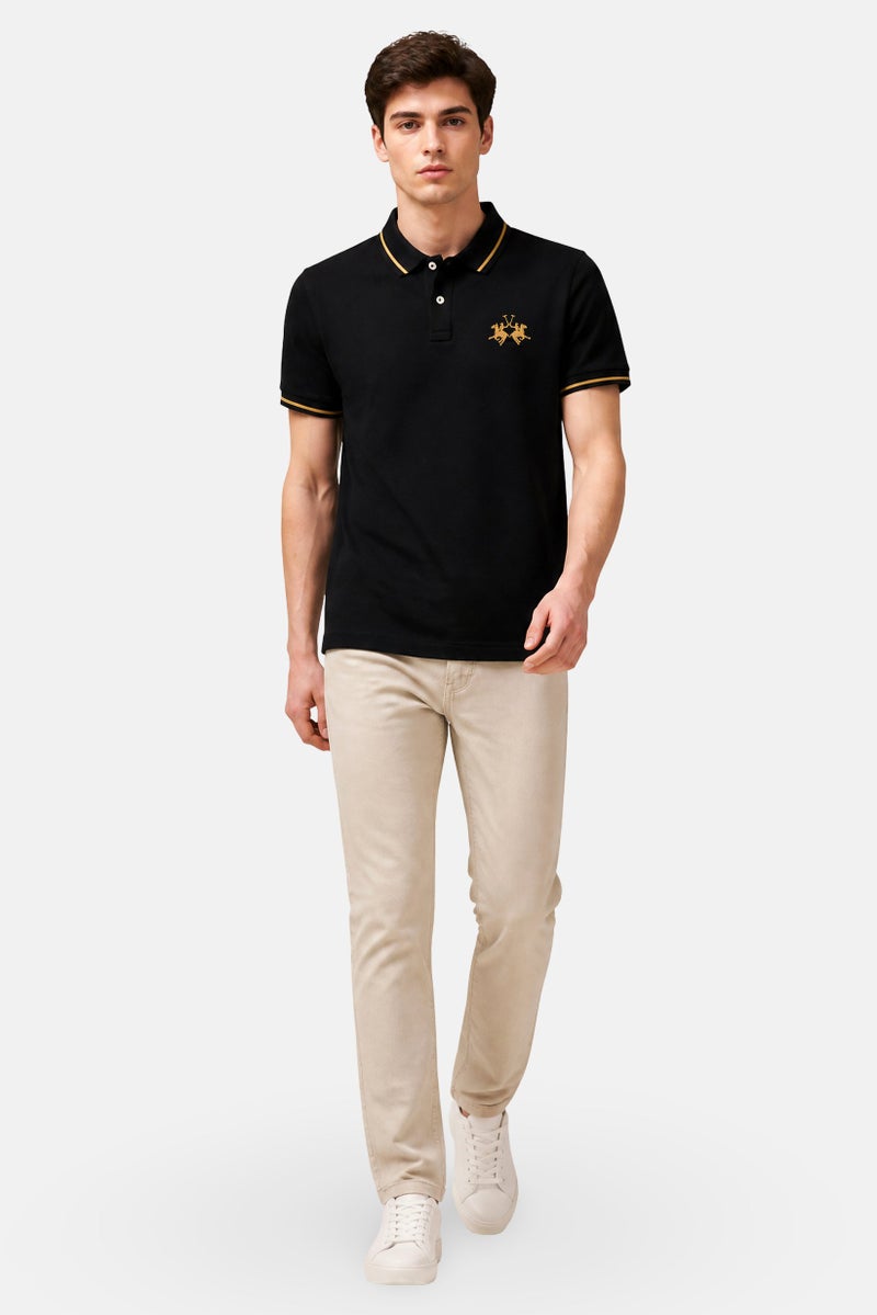 La Martina Men Regular Fit Embroidered Logo Short Sleeve Polo Shirt, Black - Image 5