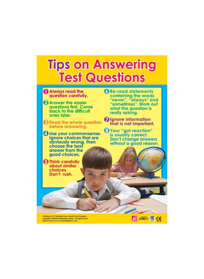 123 Publishing House Tips on Answering Test Questions - Wall Chart in English - Image 1