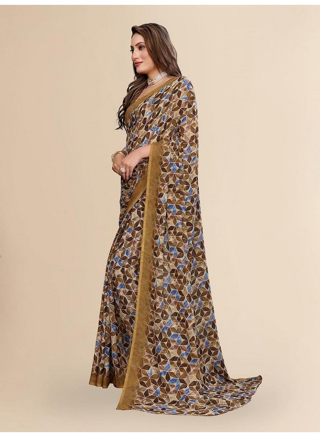 Anand ANAND SAREES Women's Regular Fit Geometric Print Bollywood Georgette Saree with Matching Blouse Piece | Fancy Saree for Parties, Weddings, Casual Outings, Festivals (Yellow)(BW_MD_RS_1747_2)  - Image 4