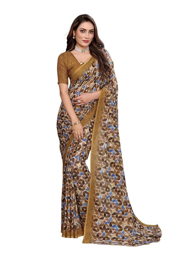 Anand ANAND SAREES Women's Regular Fit Geometric Print Bollywood Georgette Saree with Matching Blouse Piece | Fancy Saree for Parties, Weddings, Casual Outings, Festivals (Yellow)(BW_MD_RS_1747_2)  - Image 1