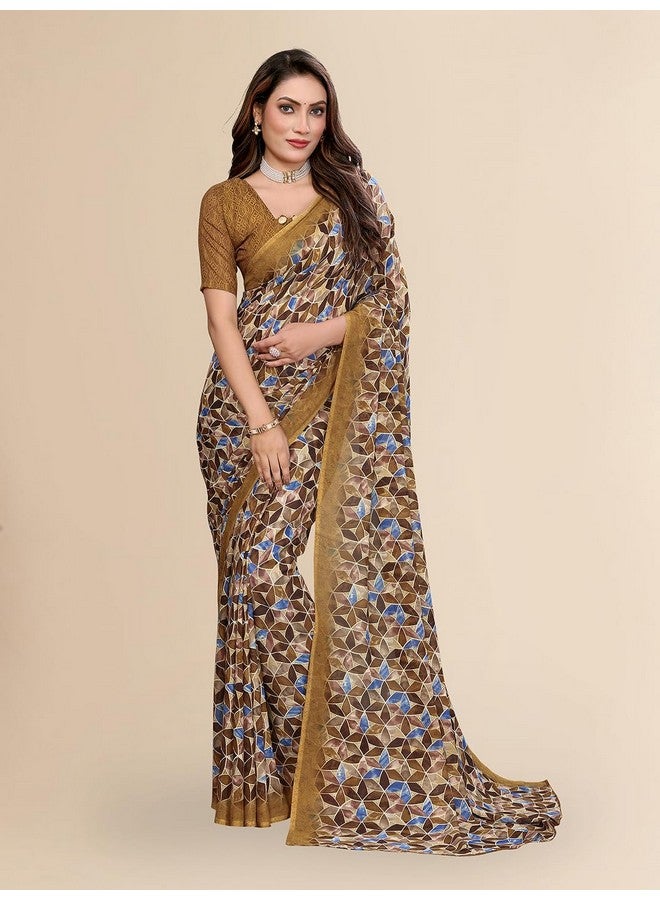 Anand ANAND SAREES Women's Regular Fit Geometric Print Bollywood Georgette Saree with Matching Blouse Piece | Fancy Saree for Parties, Weddings, Casual Outings, Festivals (Yellow)(BW_MD_RS_1747_2)  - Image 2