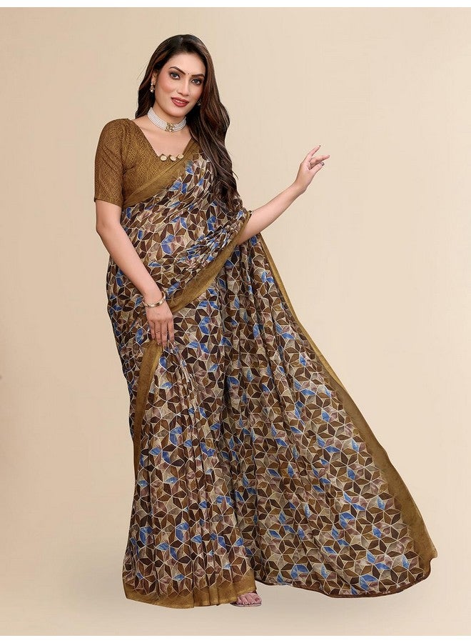 Anand ANAND SAREES Women's Regular Fit Geometric Print Bollywood Georgette Saree with Matching Blouse Piece | Fancy Saree for Parties, Weddings, Casual Outings, Festivals (Yellow)(BW_MD_RS_1747_2)  - Image 5