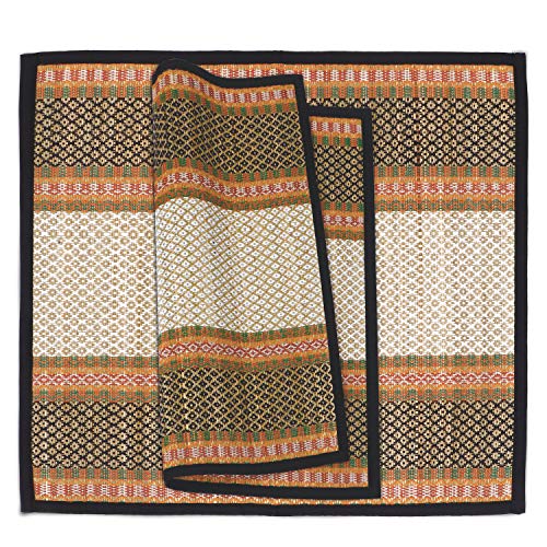 HOKIPO Natural River Grass Handcrafted Pooja Floor Mats/Meditation Prayer, Sittting, Aasan Mat Chatai Set of 2, 18x18 Inches (IN78-BLK*2) - Image 1