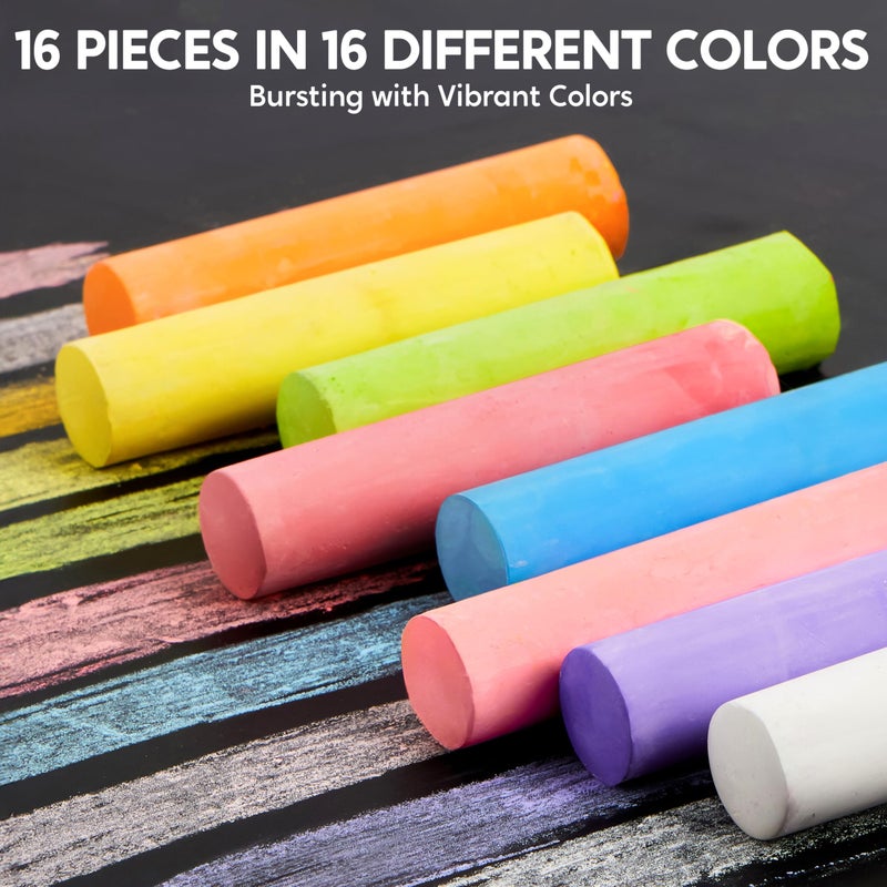 JOYIN 16 PCS Sidewalk Chalks Set Non-Toxic Washable Jumbo Chalk Bulk for Toddlers 1-3, Painting on Chalkboard, Driveway and Playground, Outdoor Activities, Gift for Kids, School Supplies - Image 2