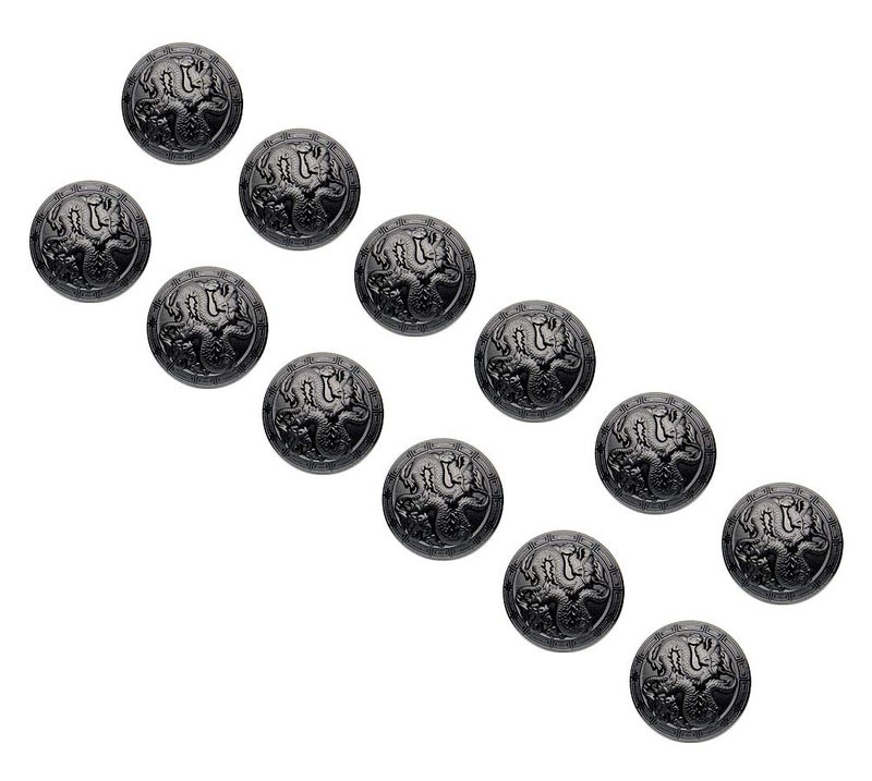 RECHERE 12 PCS Embossed Chinese Dragon Pattern Metal Shank Buttons Craft for DIYS Sewing Embellishment Black23mm