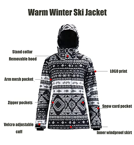 GS SNOWING Women's Ski Jackets and Pants Set Windproof Waterproof Insulated Snowsuit Winter Warm Snowboarding Snow Coat (Black04, L) - Image 2