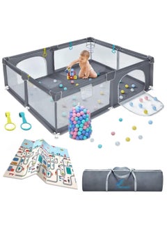 HOPHOP Extensively Useful Baby Playpen Versatile playpen for babies and toddlers Elegant Baby Playpen Fence with Fluffy play mat and 20 Non-Toxic Pit Ball baby Play yard (120 * 120)  - Image 1