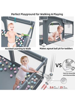 HOPHOP Extensively Useful Baby Playpen Versatile playpen for babies and toddlers Elegant Baby Playpen Fence with Fluffy play mat and 20 Non-Toxic Pit Ball baby Play yard (120 * 120)  - Image 4
