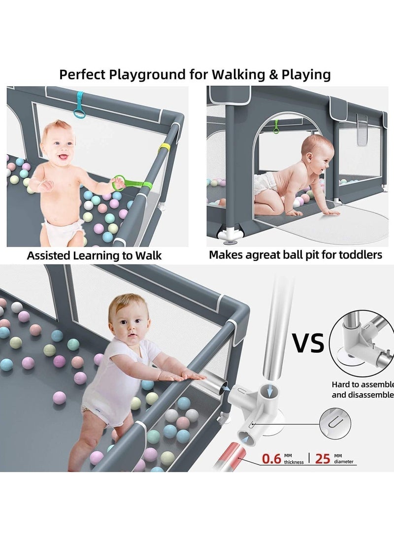 HOPHOP - Extensively Useful Baby Playpen Versatile playpen for babies and toddlers Elegant Baby Playpen Fence with Fluffy play mat and 20 Non-Toxic Pit Ball baby Play yard (120 * 120) - Image 1