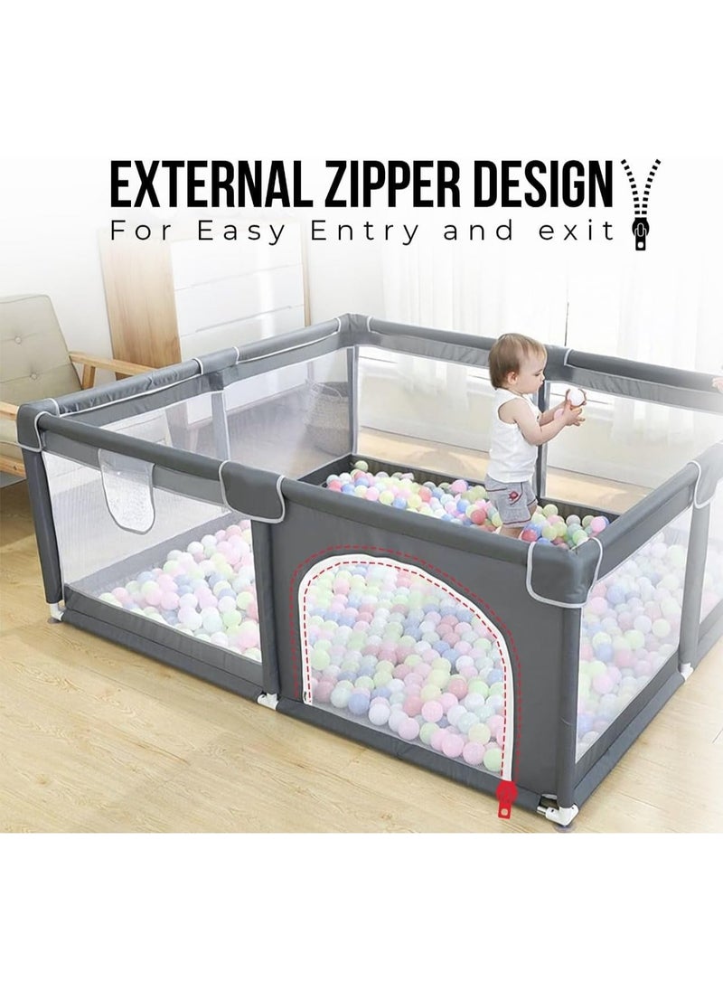 HOPHOP - Extensively Useful Baby Playpen Versatile playpen for babies and toddlers Elegant Baby Playpen Fence with Fluffy play mat and 20 Non-Toxic Pit Ball baby Play yard (120 * 120) - Image 1
