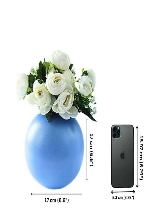 BEHOMA Metal Ball Round Flower Vase for Home Decor | Table Decorative Item for Bedroom Living Room Office Wedding | Best Gift for Birthday Anniversary Festival | Blue, Medium - Image 5