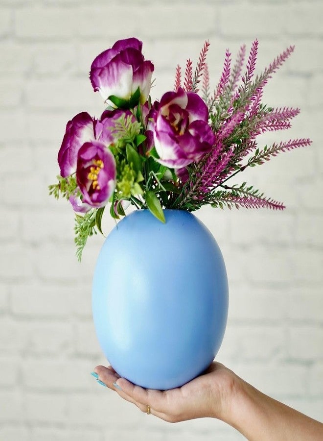 BEHOMA Metal Ball Round Flower Vase for Home Decor | Table Decorative Item for Bedroom Living Room Office Wedding | Best Gift for Birthday Anniversary Festival | Blue, Medium - Image 2