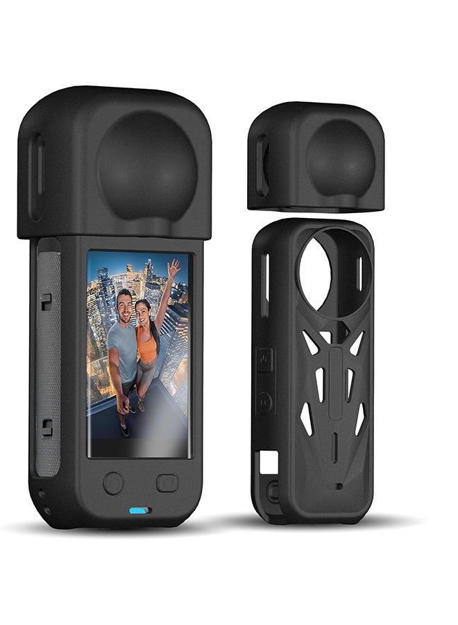 O Ozone Silicone Sleeve Case for Insta360 X5, Soft Protective Case with Lens Cover, Battery Side Open, All-Round Protect Action Camera Accessories- Black - Image 1