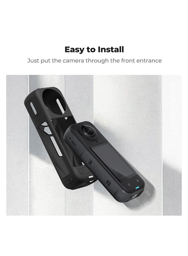 O Ozone Silicone Sleeve Case for Insta360 X5, Soft Protective Case with Lens Cover, Battery Side Open, All-Round Protect Action Camera Accessories- Black - Image 5