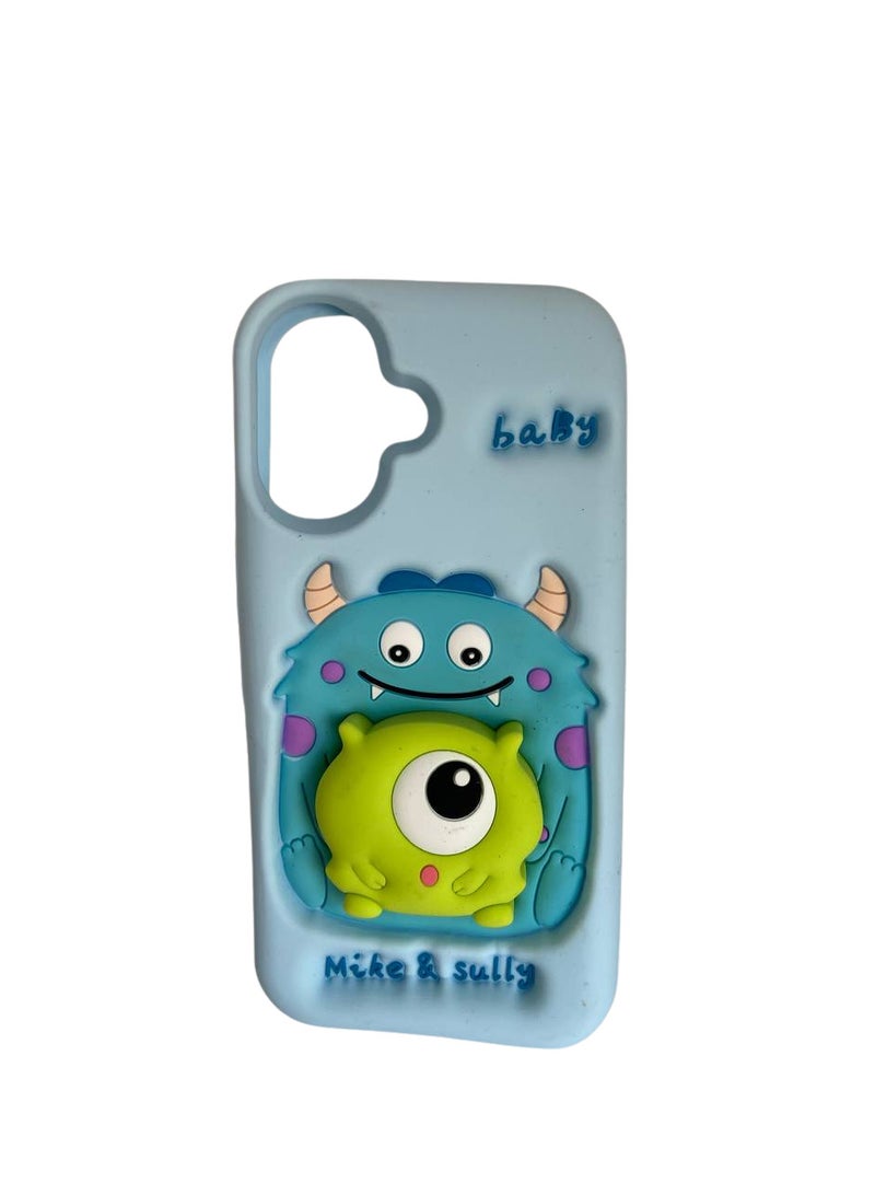 Stylish 3D Cartoon Case Compatible for iPhone 16, All-Round Protection, Anti-Slip, Scratch-Resistant, and Fun Aesthetic Cover (Monsters With PoP Socket) - Image 1