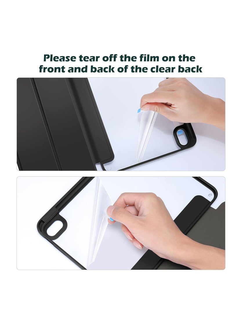 Ecosystem Case for iPad A16 (10.9-Inch, 2022\2025 Model, 10th Generation) with Pencil Holder, Clear Transparent Back Shell Slim Stand Shockproof Tablet Cover, Auto Wake/Sleep (Black) - Image 2