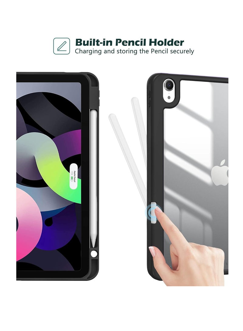 Ecosystem Case for iPad A16 (10.9-Inch, 2022\2025 Model, 10th Generation) with Pencil Holder, Clear Transparent Back Shell Slim Stand Shockproof Tablet Cover, Auto Wake/Sleep (Black) - Image 4