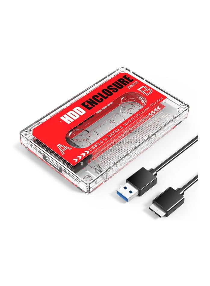 2.5" External Hard Drive Enclosure – USB 3.0 to SATA 3 Adapter for HDD/SSD – Tool-Free Transparent Case, Supports UASP, Up to 4TB - Image 1