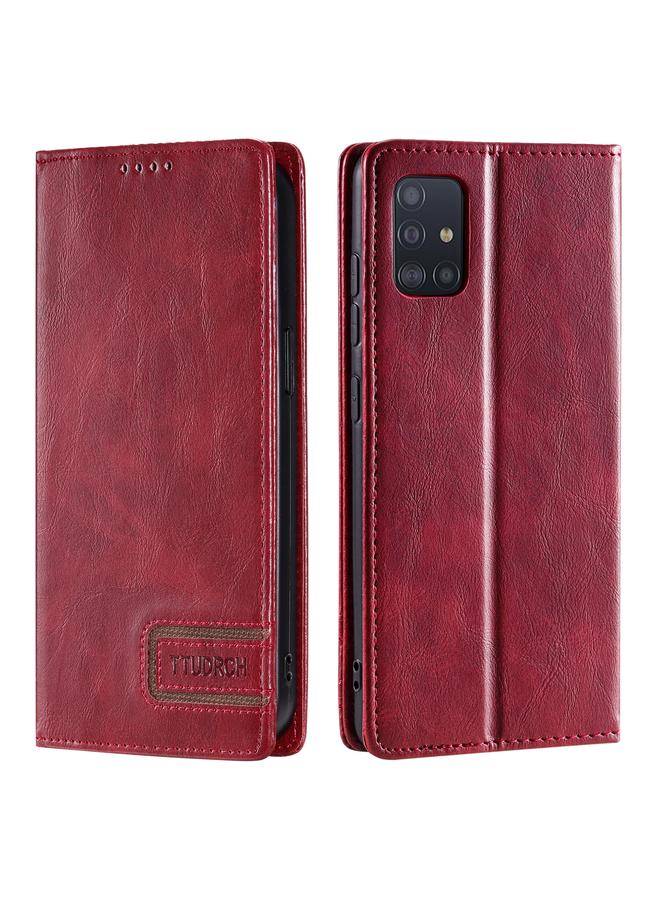 S-TOP Case For Samsung Galaxy A71 5G TTUDRCH RFID Retro Texture Magnetic Leather Phone Case - Image 1