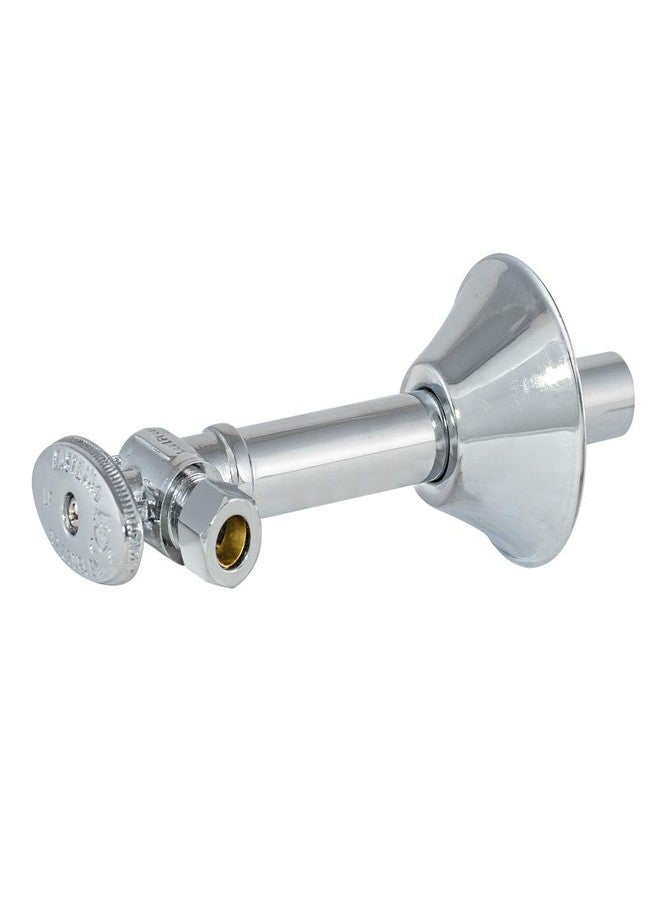 Eastman 1/2 inch Sweat x 3/8 inch OD Compression Quarter Turn Angle Stop Valve with Extension Tube, Brass Plumbing Fitting, Chrome, 10742LF - Image 1