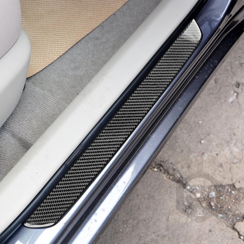 PJFUS Real Premium Carbon Fiber Car Door Sill Plate Panel Door Pedal Cover Strip Trim Sticker Auto Interior Accessories Compatible with Toyota Corolla 2009 2010 2011 2012 2013 Black - Image 3