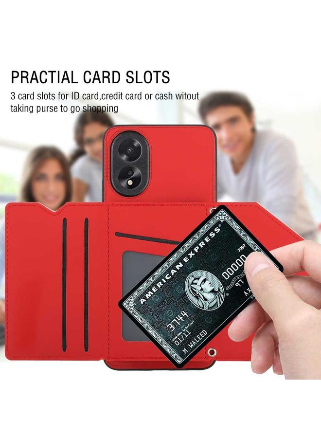 اس-توب جراب لهاتف OPPO A38 4G/A18 4G مصنوع من جلد البولي يوريثان + TPU + PC مع فتحات للبطاقات - Image 5