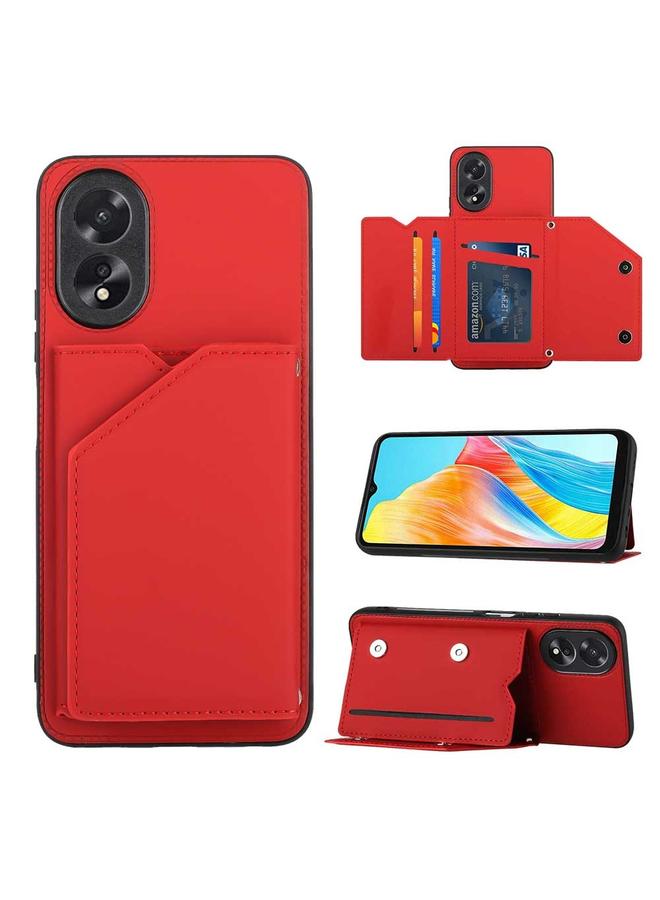 اس-توب جراب لهاتف OPPO A38 4G/A18 4G مصنوع من جلد البولي يوريثان + TPU + PC مع فتحات للبطاقات - Image 1