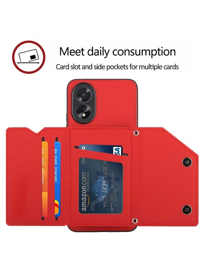 اس-توب جراب لهاتف OPPO A38 4G/A18 4G مصنوع من جلد البولي يوريثان + TPU + PC مع فتحات للبطاقات - Image 3