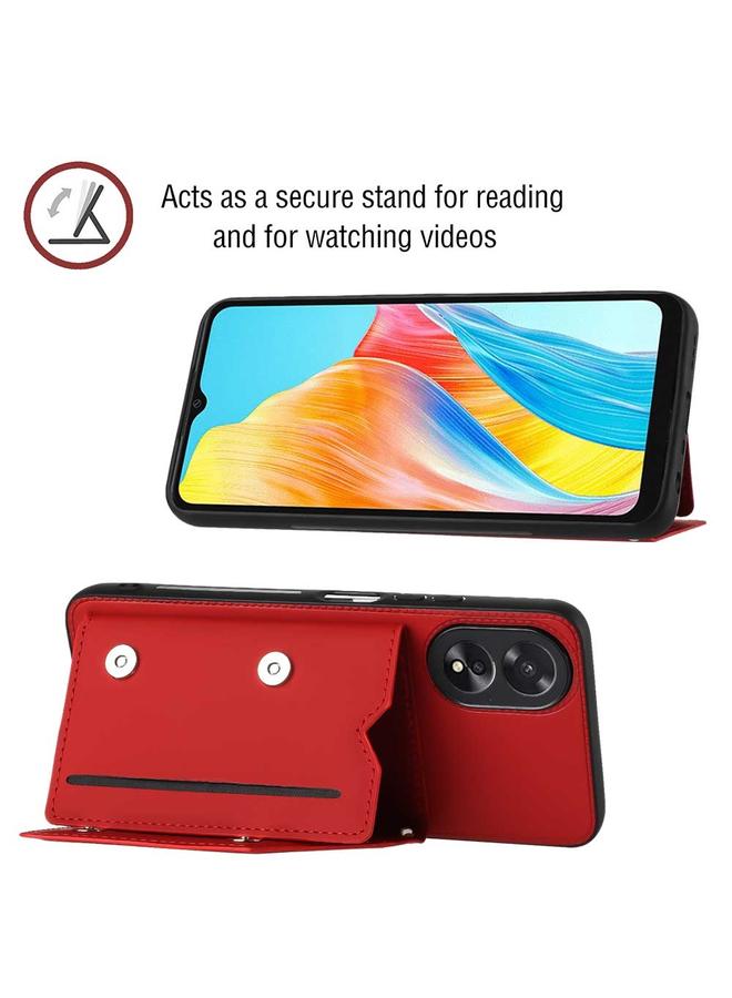 اس-توب جراب لهاتف OPPO A38 4G/A18 4G مصنوع من جلد البولي يوريثان + TPU + PC مع فتحات للبطاقات - Image 2