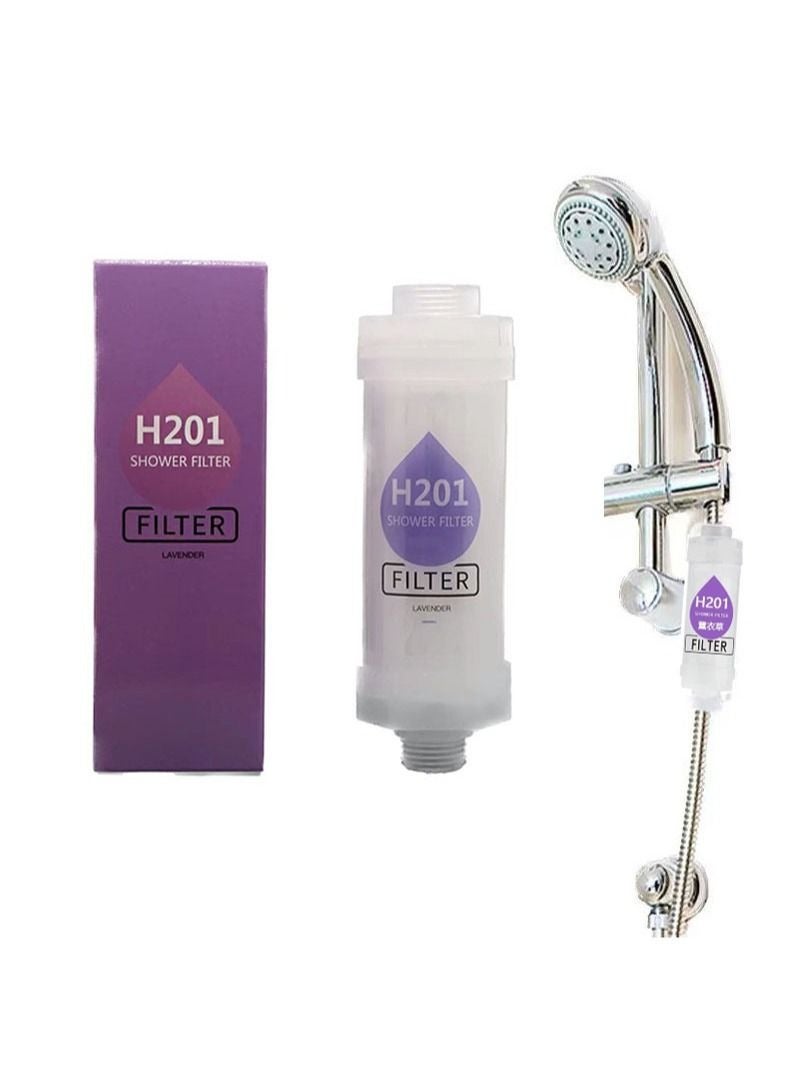 Shower Soaker, Vitamin C Shower Head Filter, Hard Water Softener, Chlorine and Fluoride Shower Filter, Water Purification Filter Shower Head with Beads, Healthy Skin, Easy Install (Lavender)