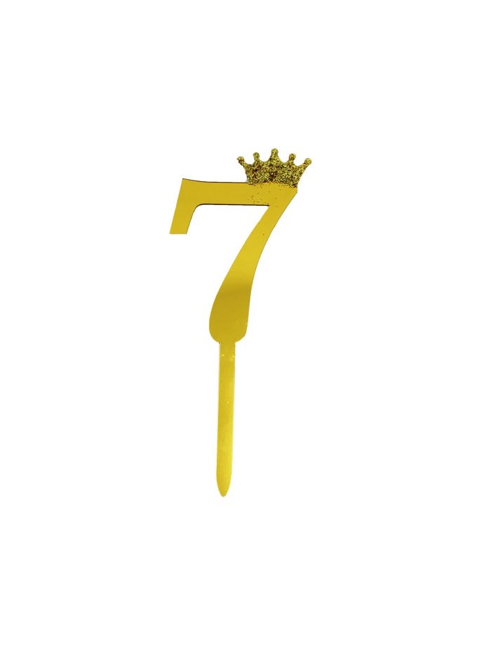 PARTY FUN Acrilyc Cake Topper Number 7 18Cm.Golden Color  - Image 1