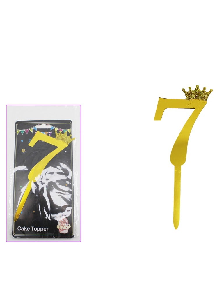 PARTY FUN Acrilyc Cake Topper Number 7 18Cm.Golden Color  - Image 2
