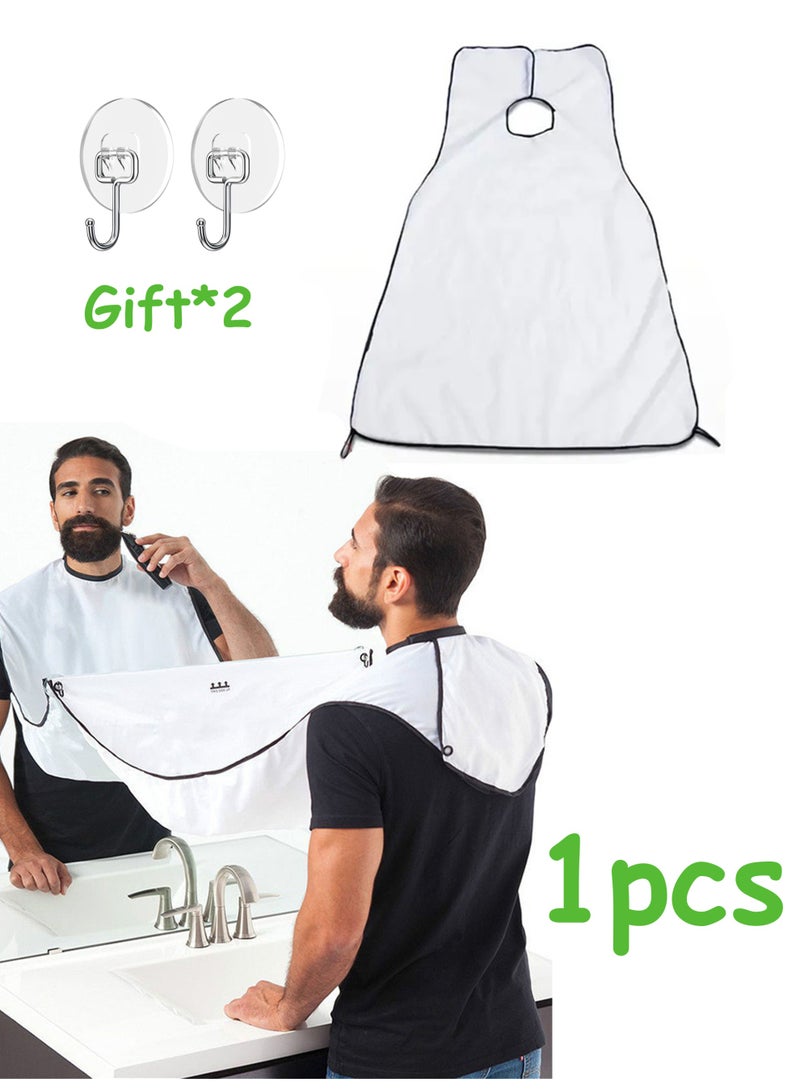 Beard Bib, Portable Beard Apron For Men, Beard Hair Catcher For Shaving Waterproof and Non-Stick Beard Cape Grooming Cloth White - Image 1