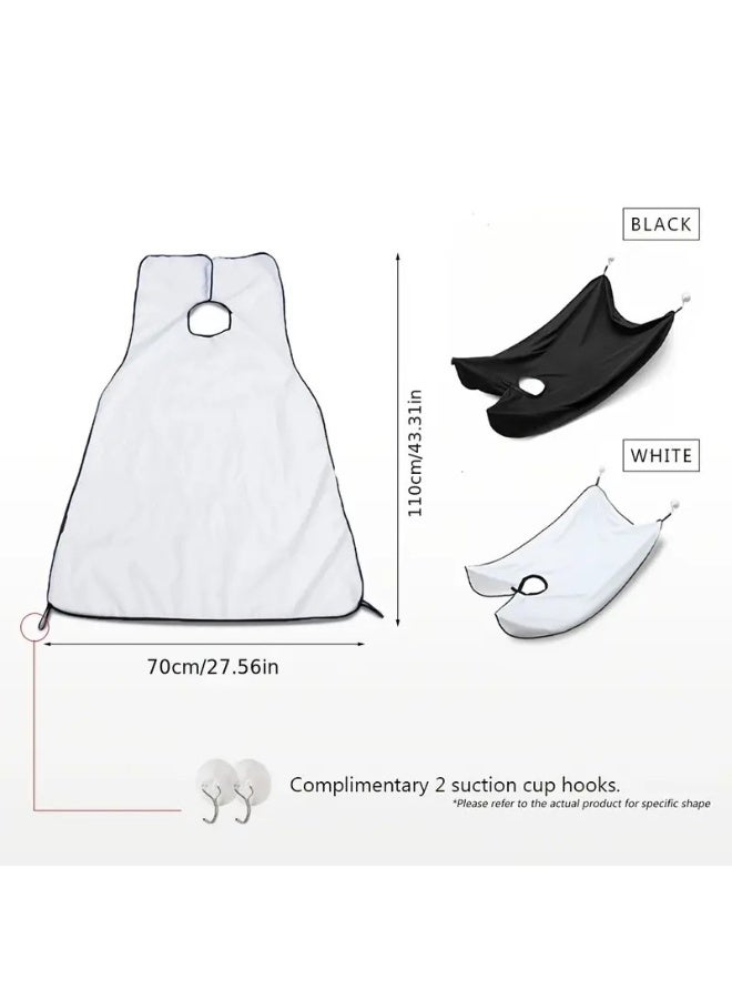 Beard Bib, Portable Beard Apron For Men, Beard Hair Catcher For Shaving Waterproof and Non-Stick Beard Cape Grooming Cloth White - Image 3