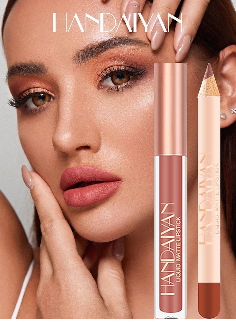 Handaiyan 2 in 1 Lip Liner & Lipstick Super Stay Matte Lip Pencil Set,Cosmetics Non-Stick Cup，Nude，Long Lasting Lip Liners Pencil Set For Women & Girls Waterproof,Extreme Finish Makeup, Neutral - Image 4