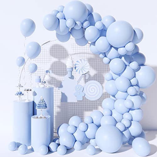 Moukiween 130PCS Pastel Blue Balloons Garland Arch Kit Different Sizes 18 12 10 5 Inch Latex Balloons for Baby Shower Wedding Birthday Party Decorations - Image 1