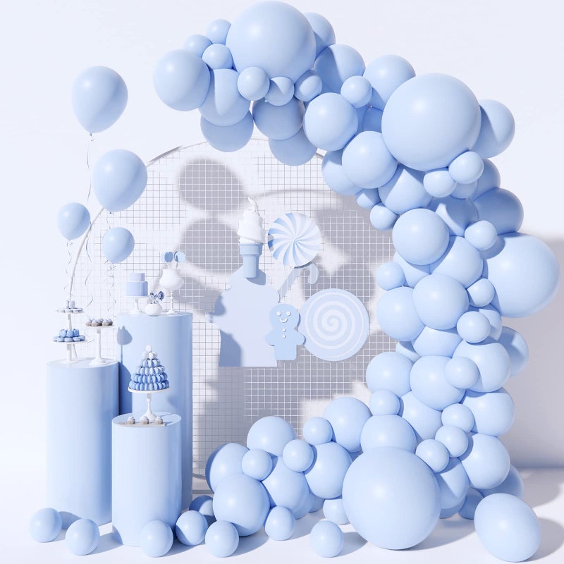 Moukiween 130PCS Pastel Blue Balloons Garland Arch Kit Different Sizes 18 12 10 5 Inch Latex Balloons for Baby Shower Wedding Birthday Party Decorations - Image 3