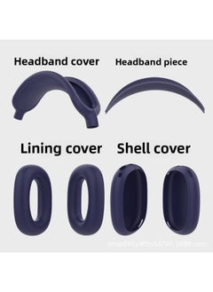 Suitable For Apple AirPods Max Earphone Case Protective Cover Soft Silicone Bluetooth Headset Protective Case-Color:Summer Blue 4-piece Set (shell Cover*1 Pair+head Beam Cover*1+ear Cushion Cover*1 Pair+headband Piece*1)-Applicable Models:Airpods Max/max 0.1kg Shared Protective Case