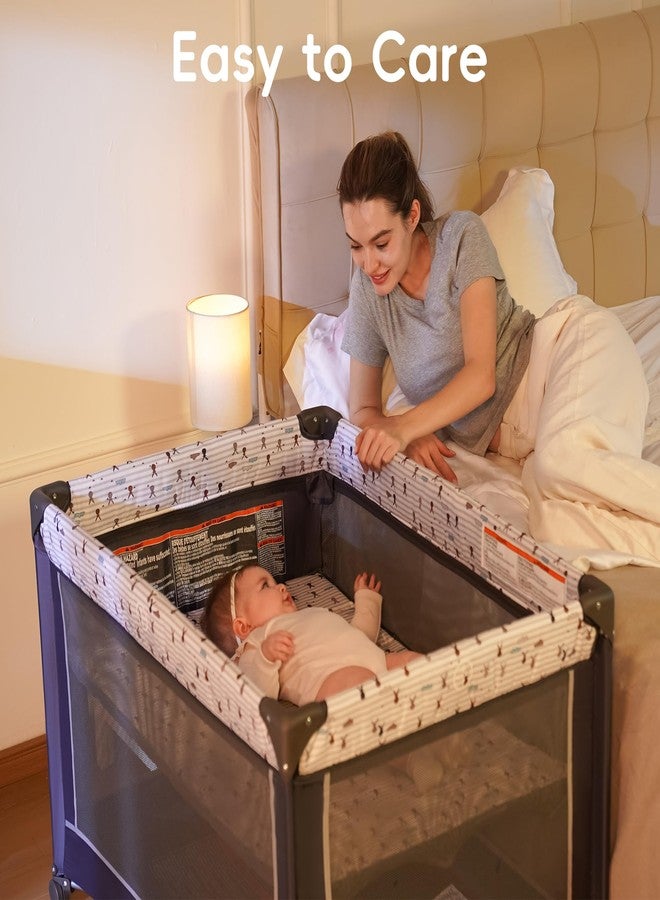 Pamo babe سرير بامو بيبي المحمول مع سرير أطفال، وحظيرة لعب محمولة للأطفال - Image 3