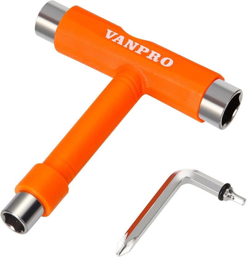 Vanpro skateboard tools skate tool all in oneUsed for installation and maintenance of various skateboards and roller skates，etc.(Snow Orange, Pack of 1) - Image 1