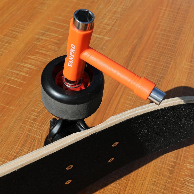 Vanpro skateboard tools skate tool all in oneUsed for installation and maintenance of various skateboards and roller skates，etc.(Snow Orange, Pack of 1) - Image 4